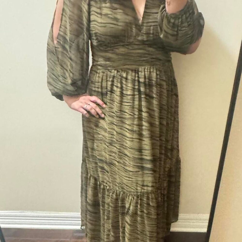 NWT Chelsea28 Olive Black Geode Print Maxi Dress XXL